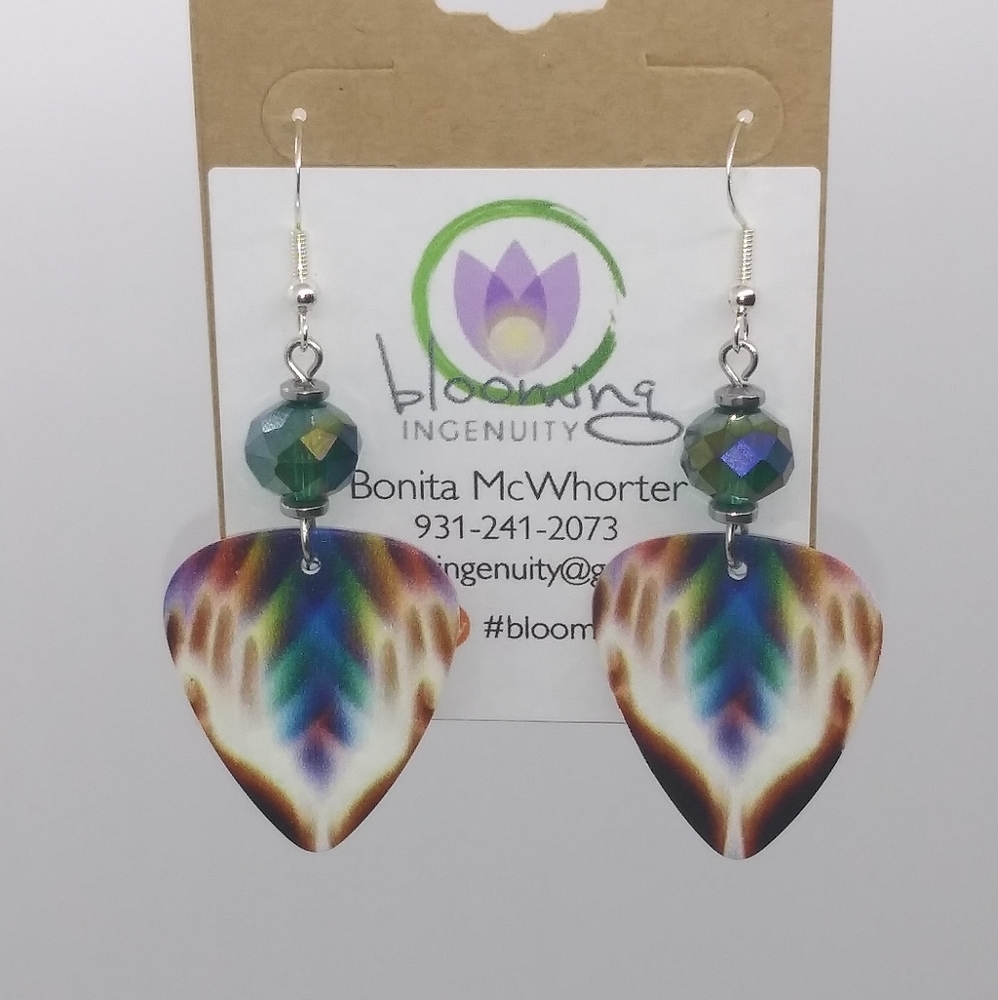 Guitar Pic earrings handmade psychedelic
